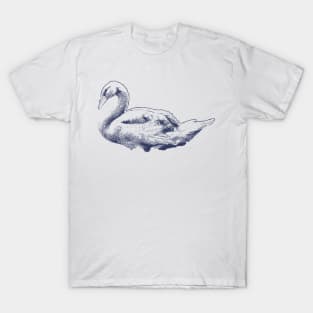 Blue swan vintage drawing T-Shirt